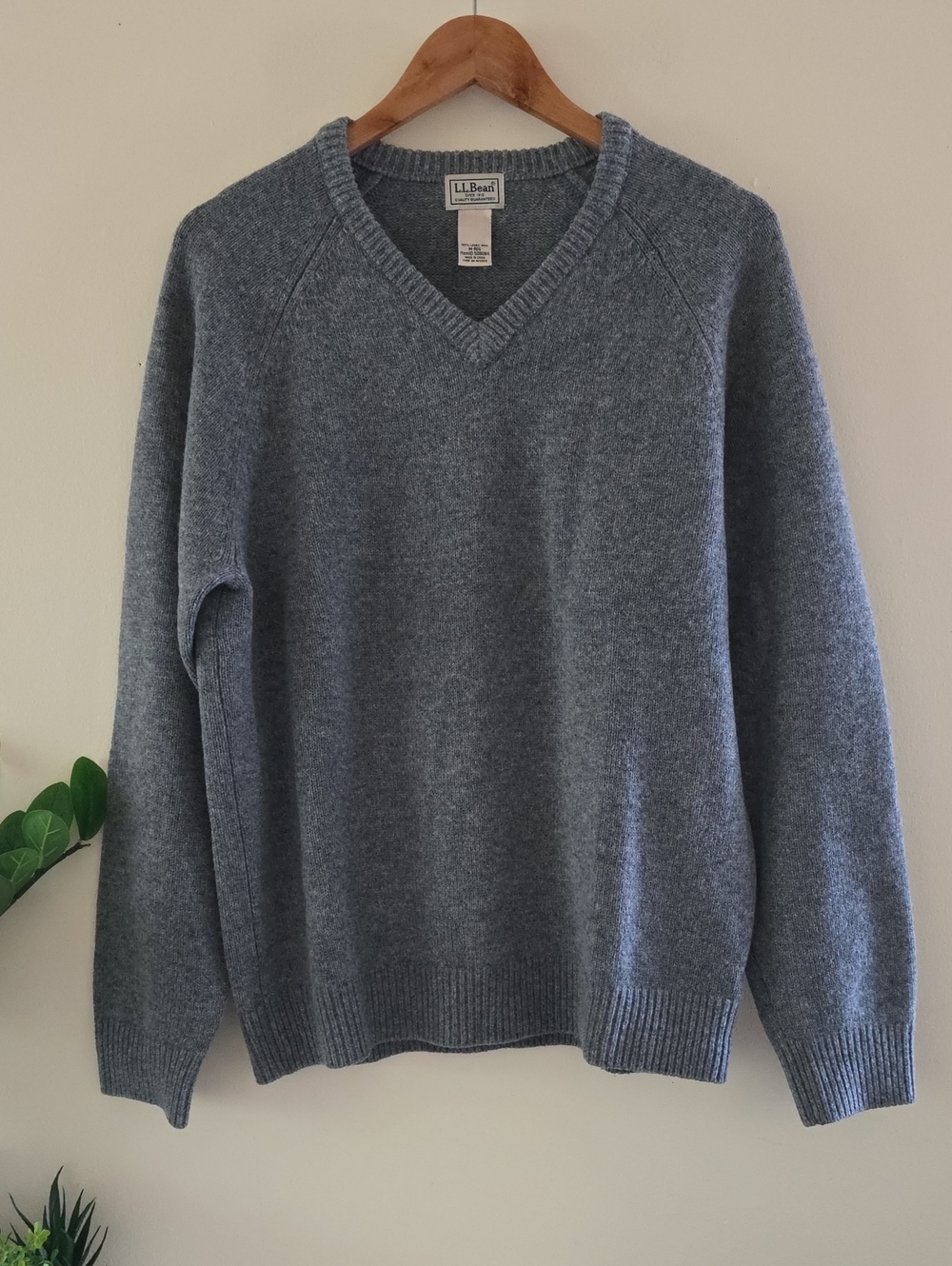 L.L Bean Knit Lambswool Men's V Neck Sweater - M Reg ( Mint)